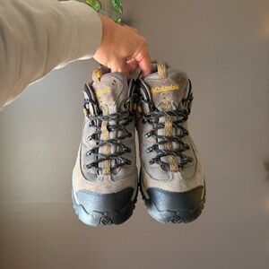 Columbia Taupe and Black Trail Hiking Shoes with Yellow Accents